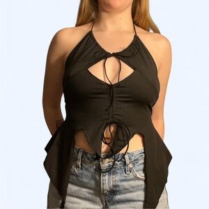 Solado Black Halter Neck Sleeveless Top